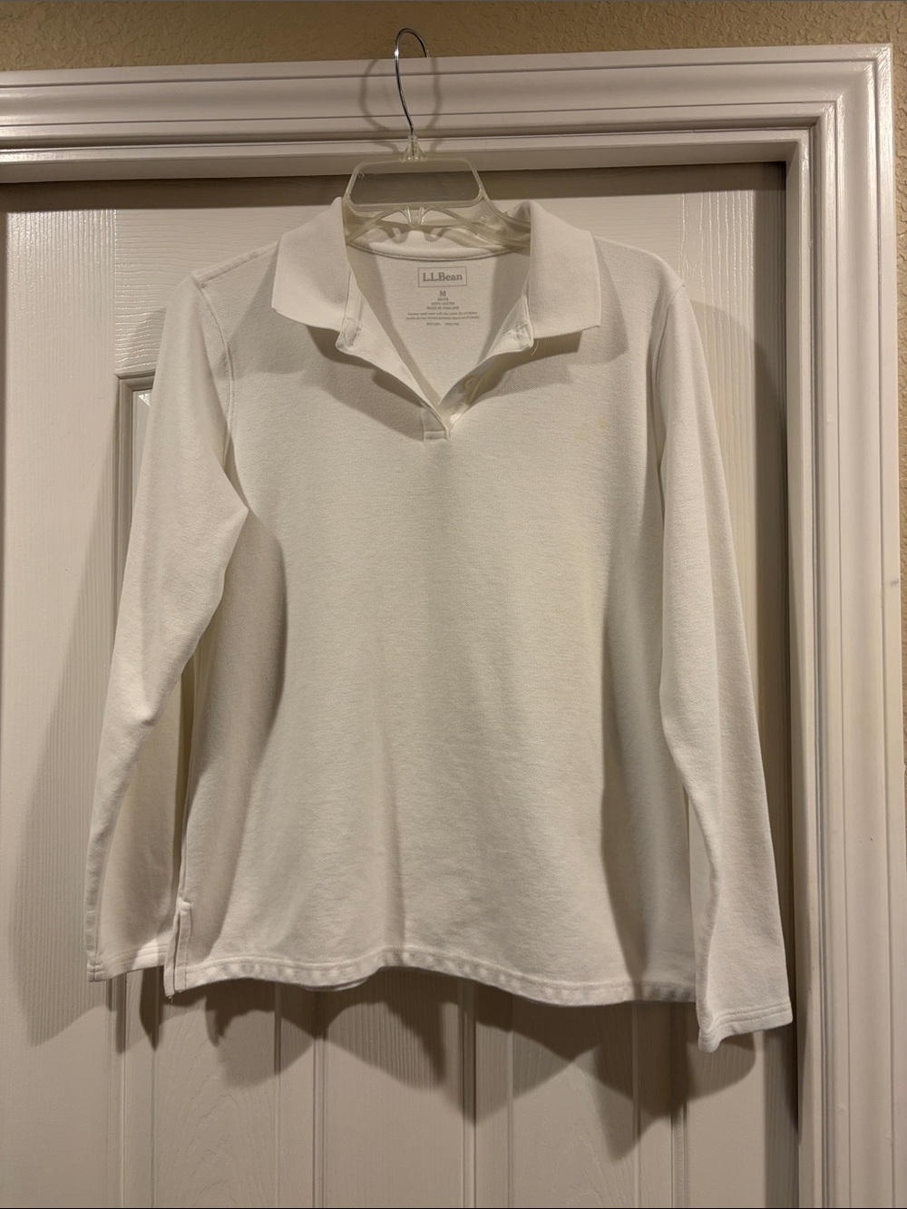 L.L. Bean Women’s Long-Sleeve White Polo Shirt New size M - Picture 3 of 5
